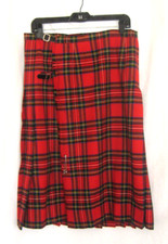VTG Kinloch Anderson Kilt Skirt Wool Red Tartan Pleated Scotland Sz 12