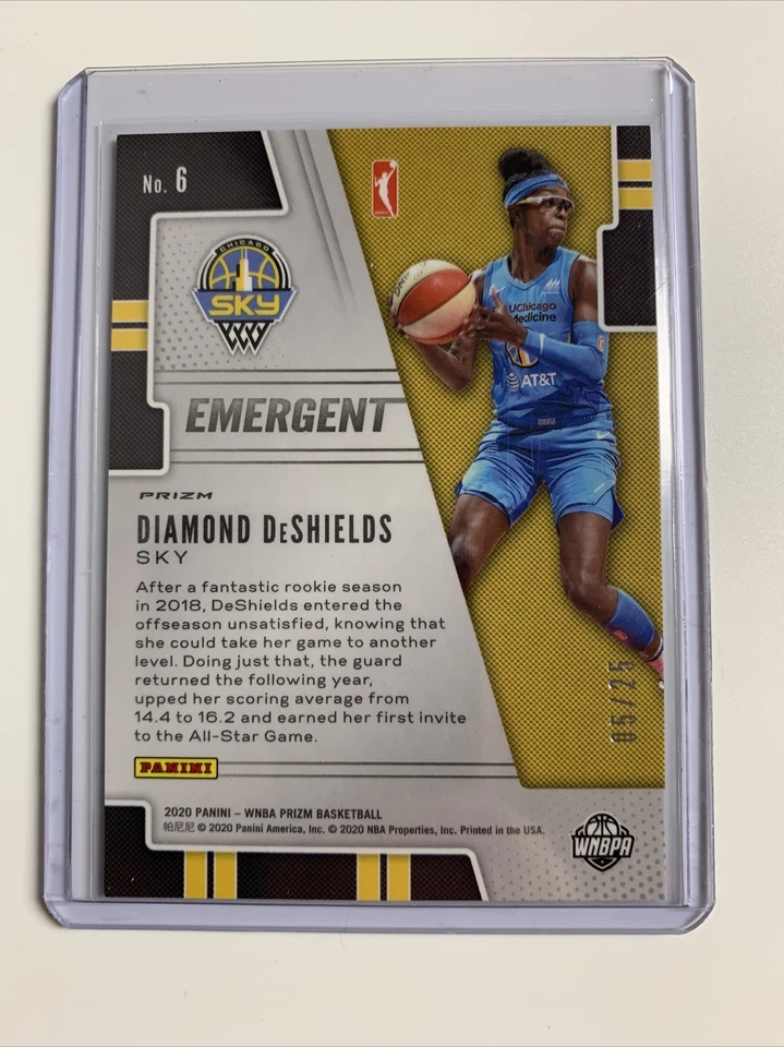 2020 Panini Prizm WNBA - 5/25 MOJO PRIZM Emergent #6 DIAMOND DeSHIELDS Sky - Image 2 of 2