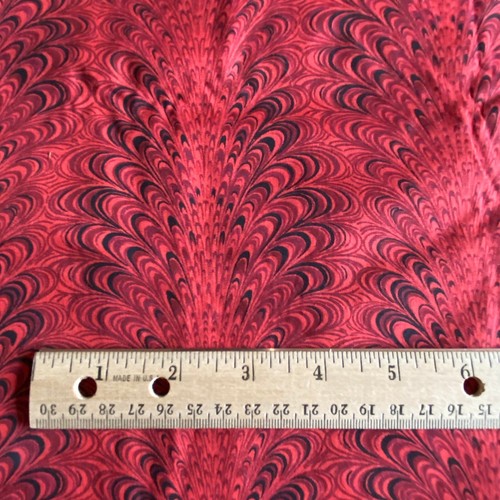 1.9 YD Vintage Red Black Fabric Quilting Cotton