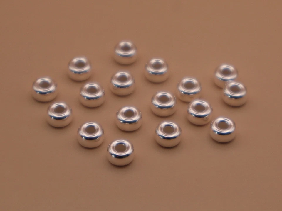 925 Sterling Silver FLAT PLAIN BEADS 3mm, 4mm, 5mm, 6mm - wholesale findings - Image 2 of 4