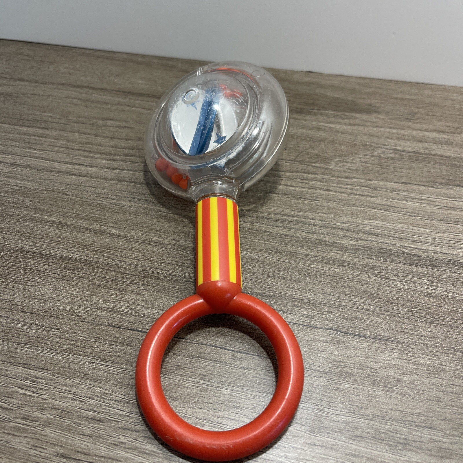 Johnson & Johnson Clear red yellow Baby Rattle Spinner vintage | eBay