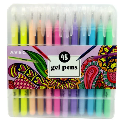 48x Gelstifte Gelschreiber Set Neon Glitzer Metallic Pastell Farben Stifte Malen