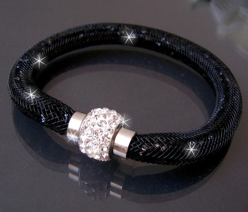Collier Kette Armband Strass Netzschlauch Magnetverschluß Edelstahl Damen VS16 - Bild 84 von 96
