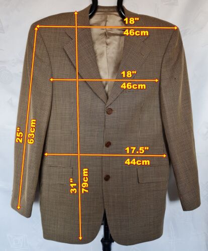 JACKET AUTHENTIC HUGO BOSS LORO PIANA PLAID BROWN WOOL MEN BLAZER-SIZE:US40/EU50 - Picture 2 of 8