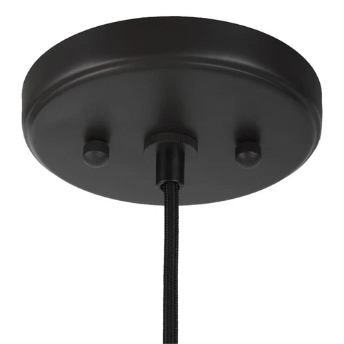 Uttermost Campester 1-Light Metal and Watered Glass Mini Pendant in Black/Clear - Picture 1 of 9