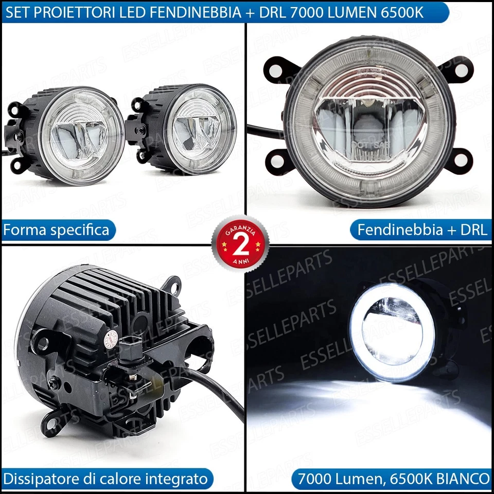 SET PROIETTORI LED FENDINEBBIA + DRL LED FORD FUSION FINO AL 09-2005 ARGENTO - Immagine 2 di 4