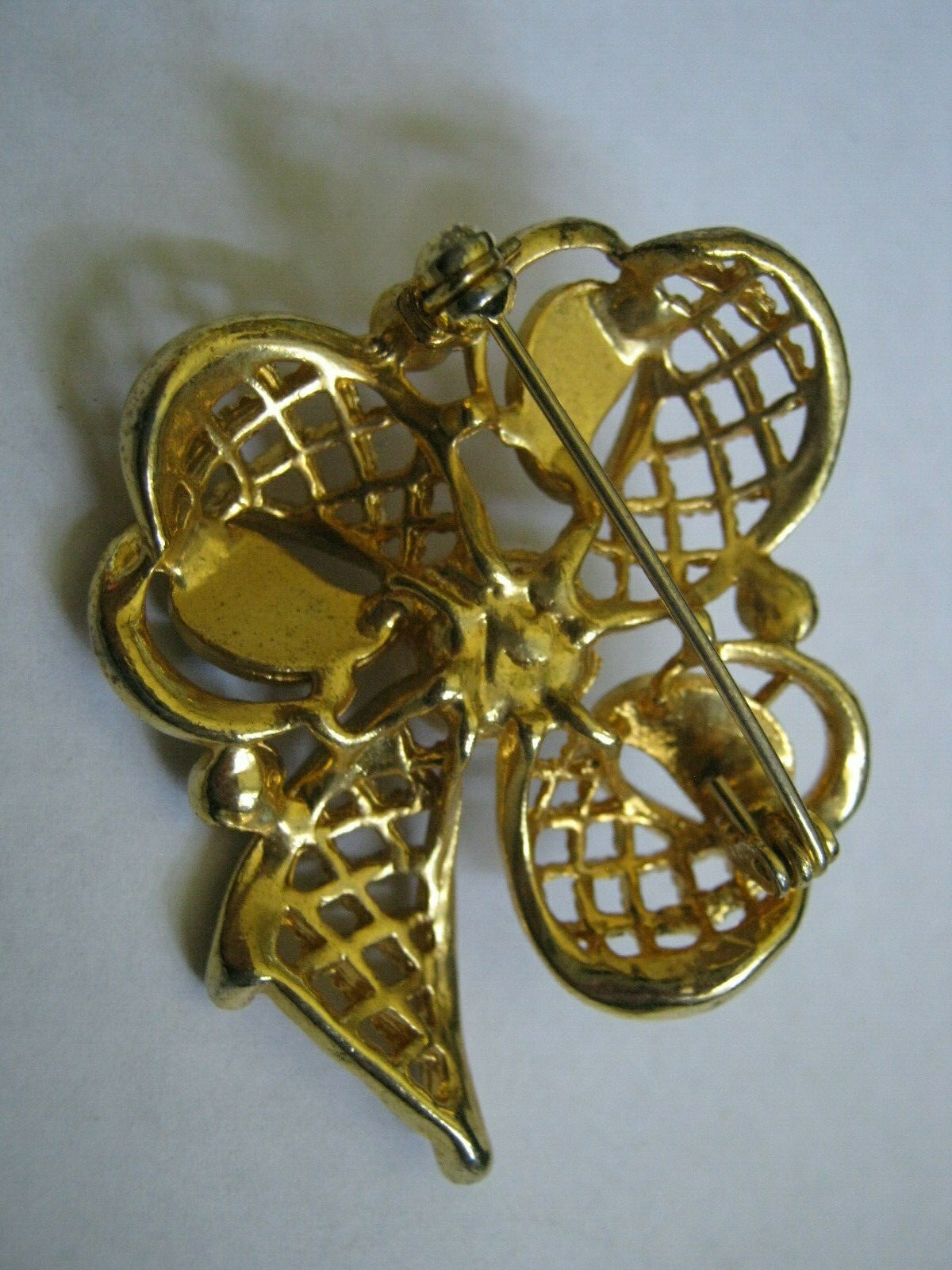 Golden Shamrock, Clover, Club 2 1/4" Brooch with … - image 3