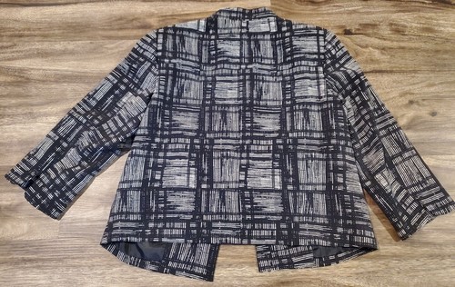 Kim Rogers Women's Size 6P 6 Petite Open Jacket Blazer Black Plaid 3/4 Sleeve - 第 5/6 張圖片