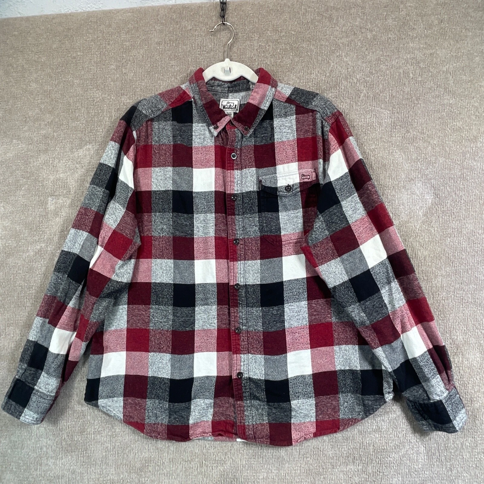 Woolrich Flannel Shirt Mens Extra Large Red Buffalo Lumberjack Casual Outdoor