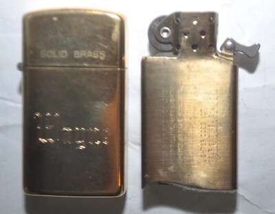 Vintage Zippo USA Solid Brass 1932-1985 Slim Lighter Monogrammed 