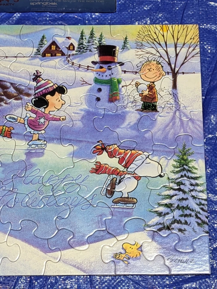Peanuts Snoopy's Skating Party Christmas Happy Holidays Puzzle 48 Piece Hallmark - Image 3 of 4