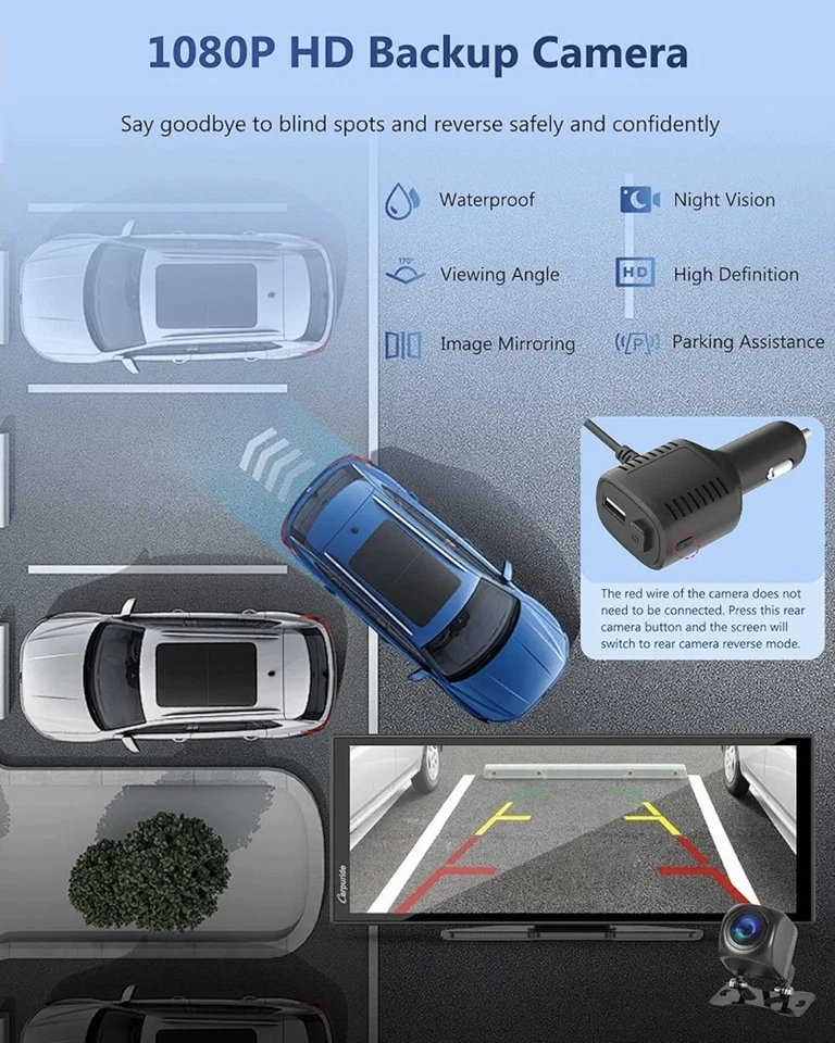CARPURIDE Smart Multimedia Wireless Carplay Android Auto With 4K Dash Camera - Image 4 of 4
