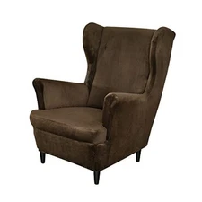 Wing Chair Slipcovers, 2 Piece Stretch Wingback Chair Cover Soft Velvet Brown