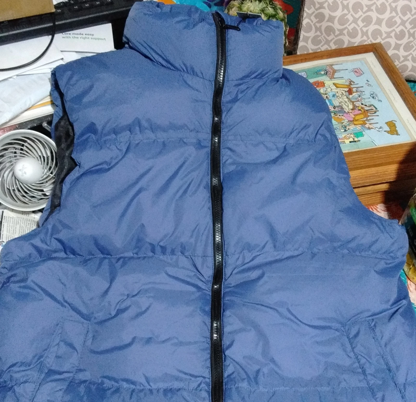 TURLAT Men's Blue Puffer Vest Insulated Full Zip Stand-Up Collar Size XL