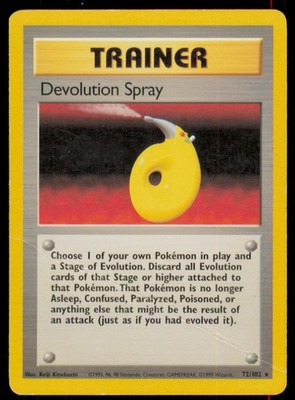 Devolution Spray 72/102 Rare Base Set Unlimited Pokemon Heavily Played