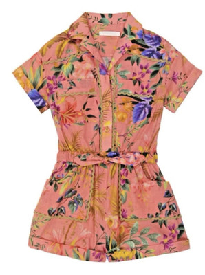 Zimmerman Kids Size 1 Year Tropicana Short-sleeve Playsuit Multicolor Floral