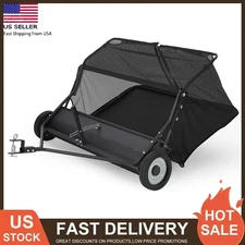 42" Tow Behind Lawn Sweeper 21 Cu. Ft. Leaf & Grass Collector Adjustable Height