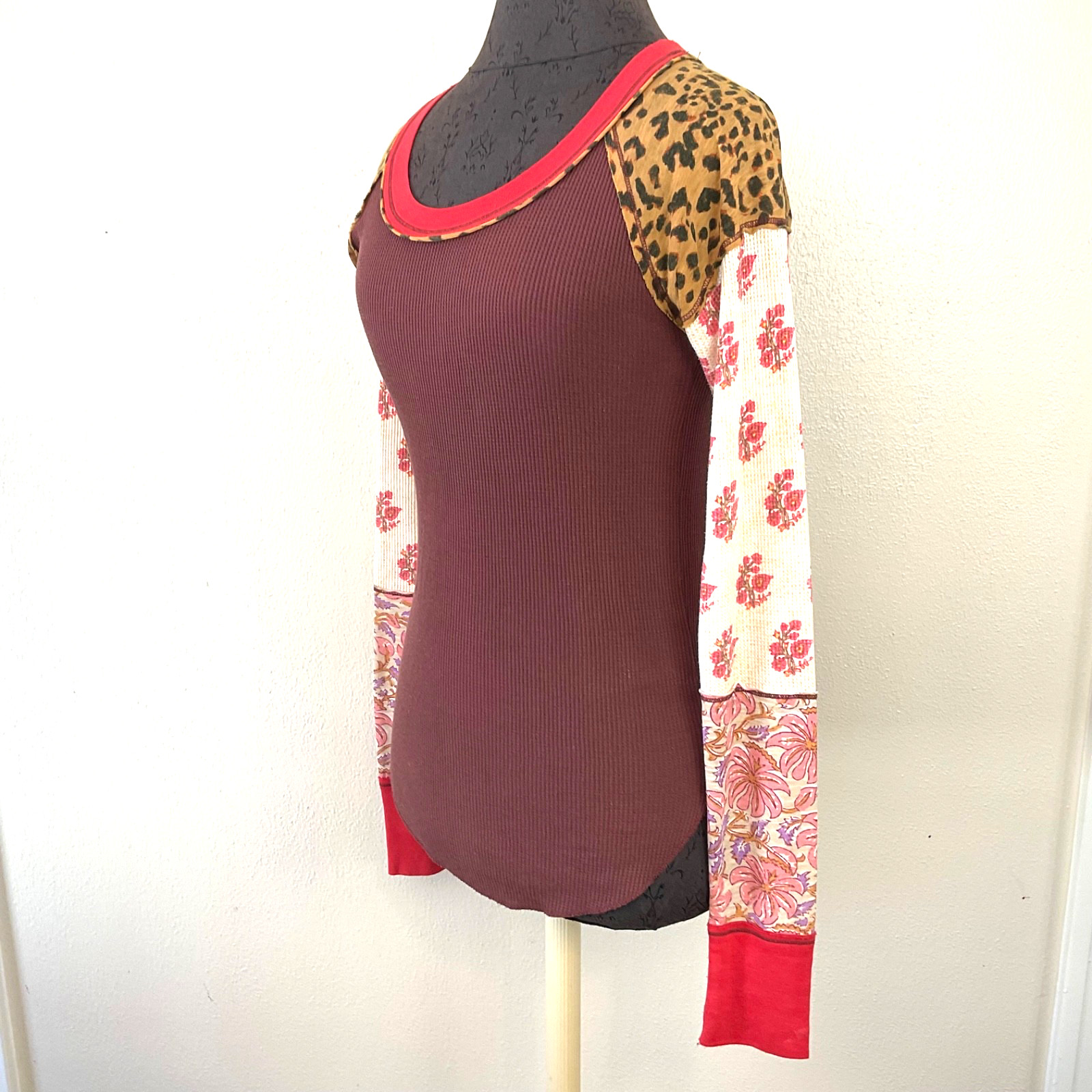 We The Free Mix Pattern Patchwork Pull On Top Lon… - image 6