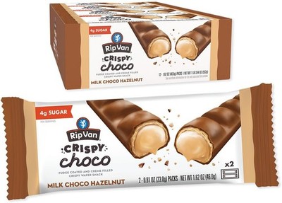 Rip Van Crispy Choco - Milk Chocolate Coated Hazelnut Wafer Bars - Low