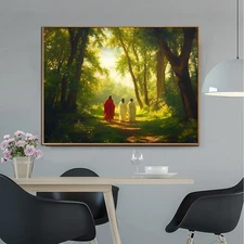 Framed Art Wall The Road to Emmaus Christ Journey Way Landscape Prints Painting