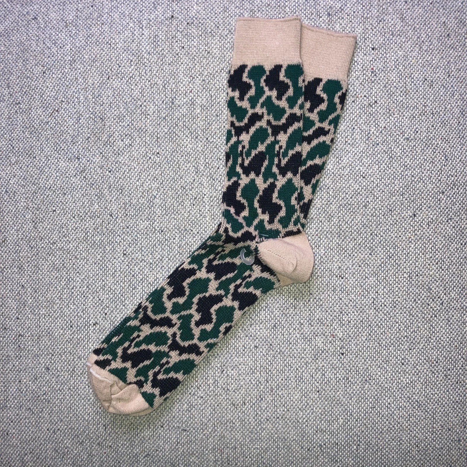 Vintage Hanes Camouflage Camo Print Green Beige Men's Crew Socks Size 10-13 New