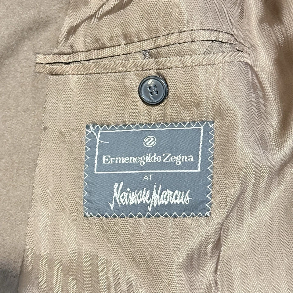 Ermenegildo Zegna 100% Cashmere Overcoat US46R Pure Beige Brown Long Coat - Image 4 of 4