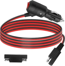 6.5Ft SAE to Cigarette Lighter Plug with Switch, 12V 24V Lighter Male to SAE ...