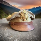 Vintage WW2 USAAF Army Military Officers Pilots Crusher Visor Hat Cap Sz: 7-1/8