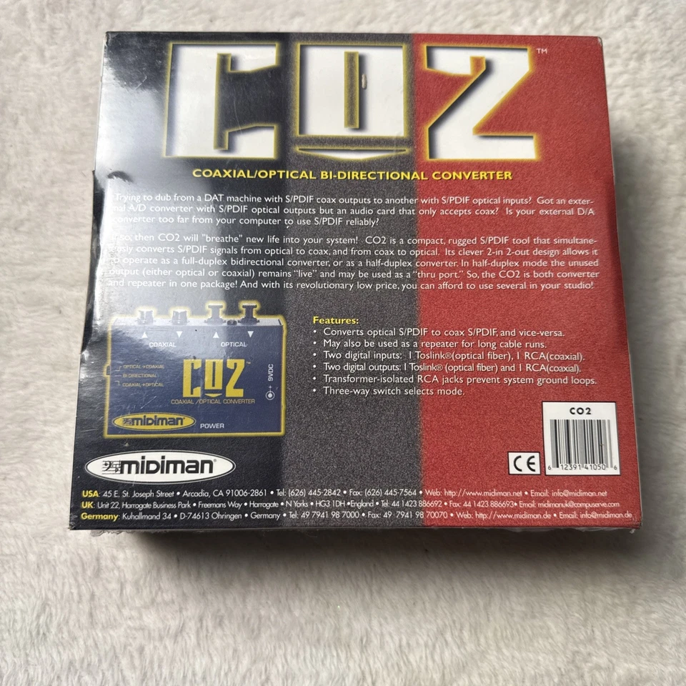 M-Audio Midiman CO2 Coaxial Optical Bi-Directional Converter w/ Power Supply NEW - Image 2 of 2