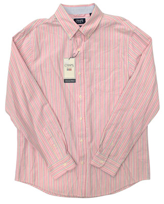 Chaps #11870 NEW Men's Striped Seacoast Wash 100% Cotton Oxford Woven Shirt