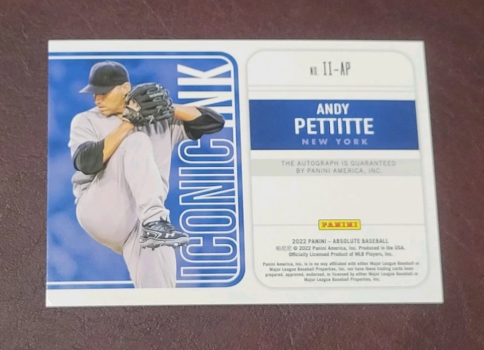 2022 Panini Absolute ANDY PETTITTE ICONIC INK AUTO BLUE SPECTRUM SSP /15 - Image 3 of 3