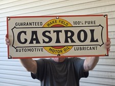 Vintage Castrol Wake Field Motor Oil Porcelain Sign 2410.