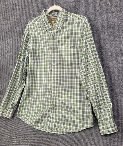 Eddie Bauer Men Med Green Plaid Poly Cotton Wicking Outdoor Camp Hike Mesh Yoke - Picture 2 of 20