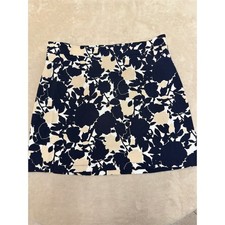 Rafaella Skort Womens XL Navy Blue Beige Floral Knee Length Pull On Stretch