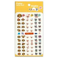 CUTE HAPPY DOG AND CAT GEL STICKERS Sheet Animal Craft Scrapbook Raised Sticker