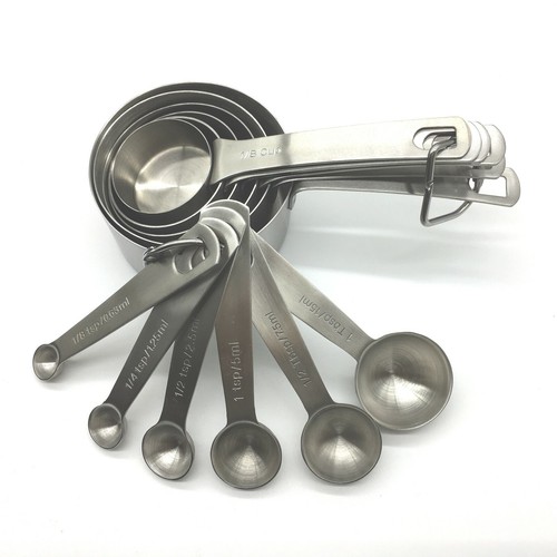 Stainless Steel Measuring Cups & Spoons Heavy Duty 12 pcs set, 6 cups 6 spoons - Picture 5 of 6