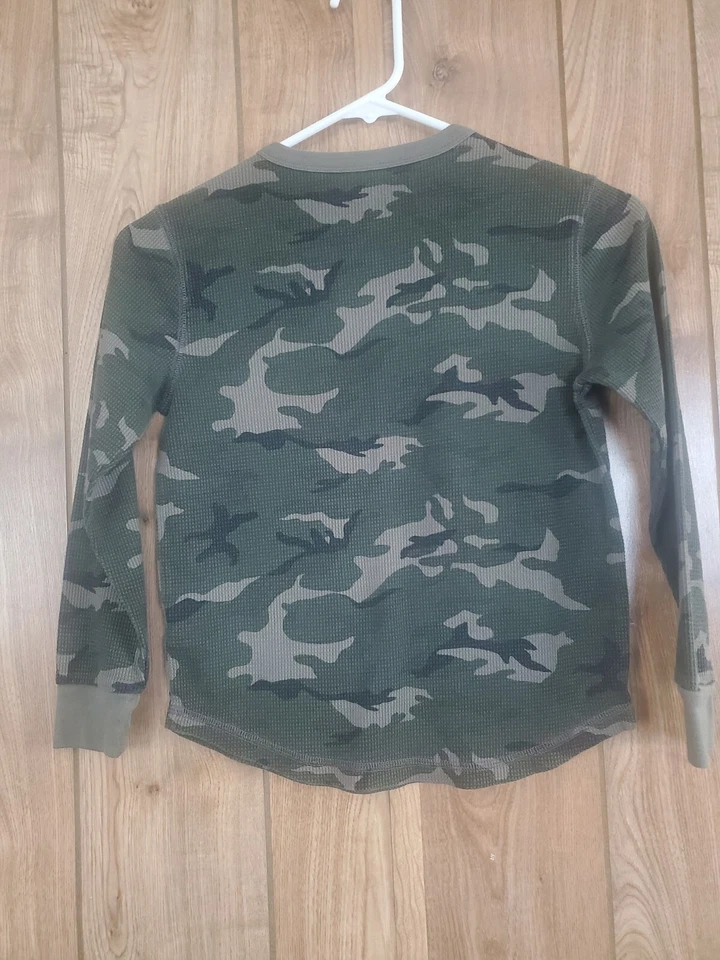 Camisa Camuflada Térmica Azul Marino Antigua Manga Larga Verde Talla 8 Mediana Foto 4 de 4