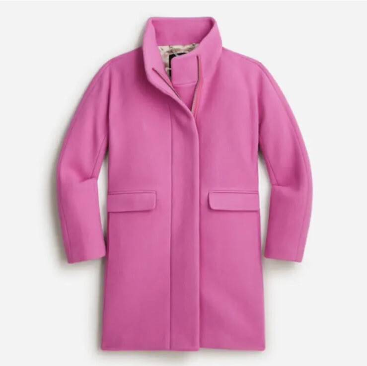 NEW J Crew Italian Stadium Cloth Dahlia Pink Cocoon Wool Coat Peacoat Jacket 0