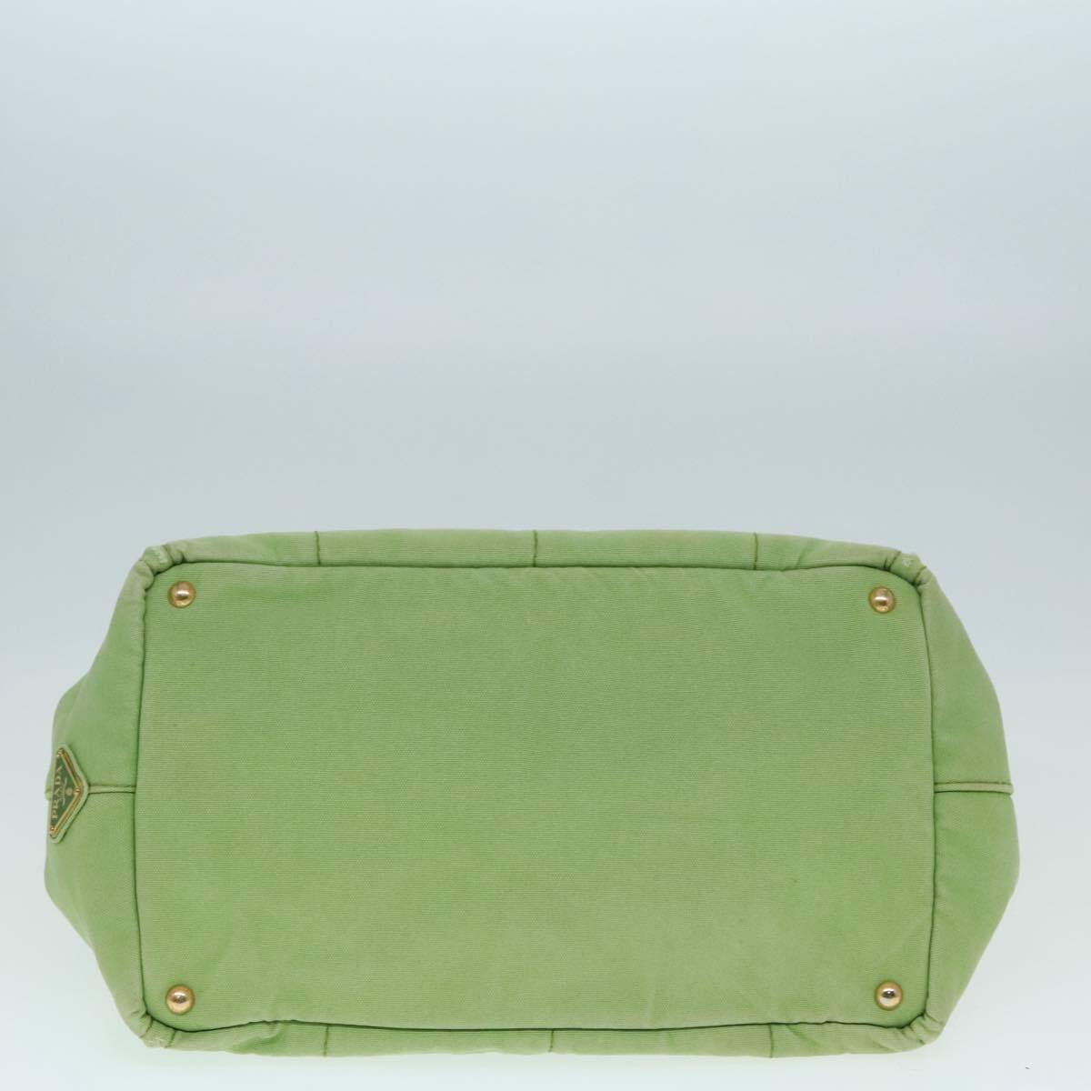 PRADA Canapa GM Hand Bag Canvas LIme Green Gold Auth 91560 PRADA Canapa GM Hand Bag Canvas LIme Green Gold Auth 91560