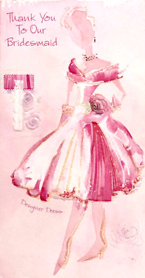 Dankeschön an unsere Brautjungfer Grußkarte, Kleid, rosa Motiv, Hochzeit, neu
