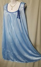 Only Necessities Blue Nightgown Calf Sleeveless Nylon Plus Size 5X 76" BUST