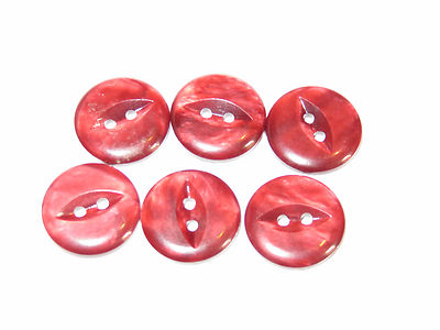 6 Knöpfe 14 mm rot Fischauge perlmutt perlmutt Vintage Marmoroptik