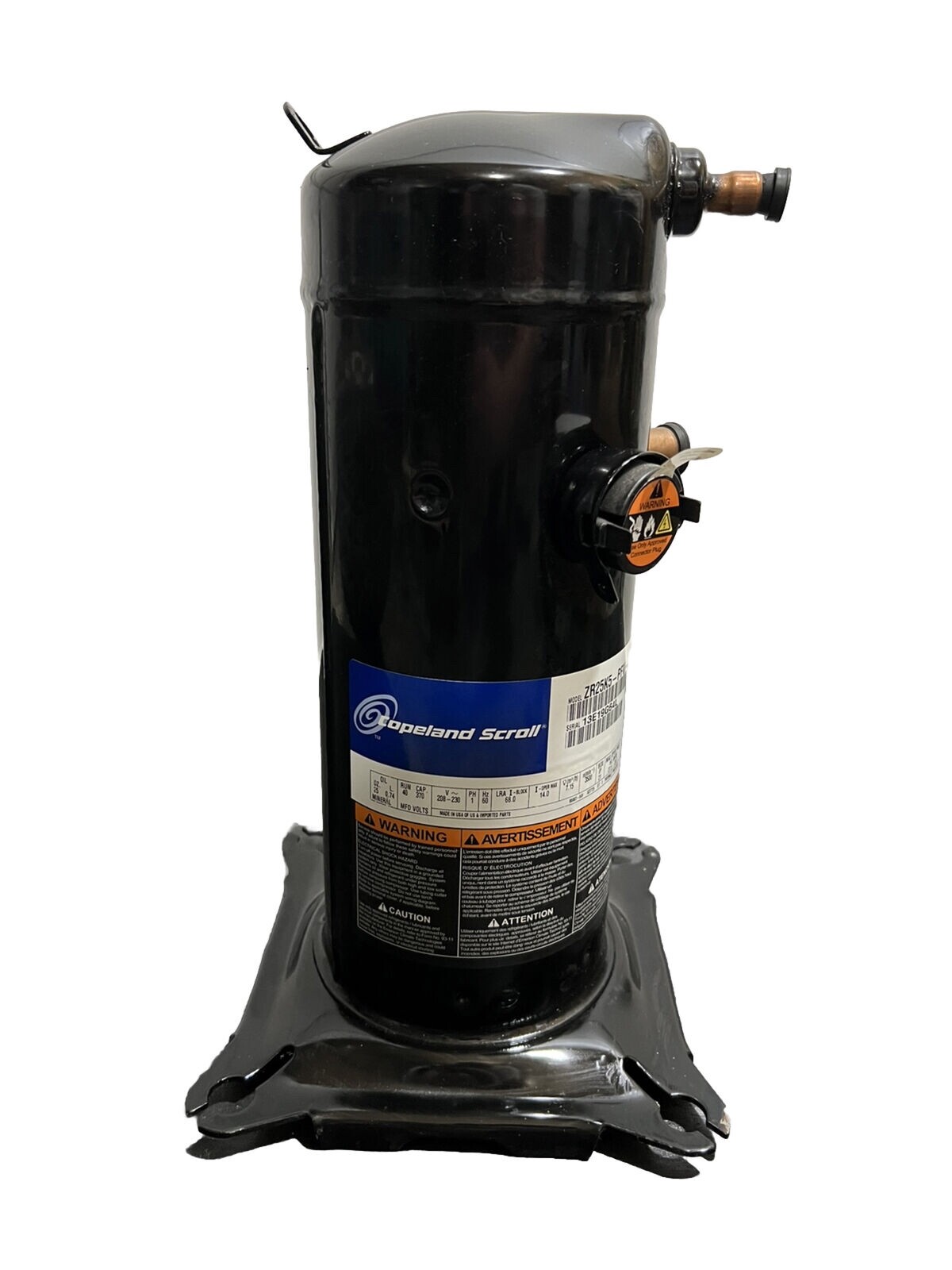 Copeland 2 Ton Scroll HP A/C Condenser Compressor 25,000 BTU ZR25K5PFV