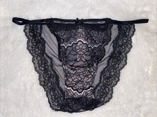 Victoria's Secret Panties String Bikini Panty Dream Angels Black Lace Medium M