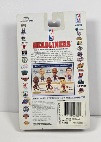 1997 NBA Headliners Dennis Rodman Figure Home Uniform by Corinthian NIB Chicago - Picture 7 of 12