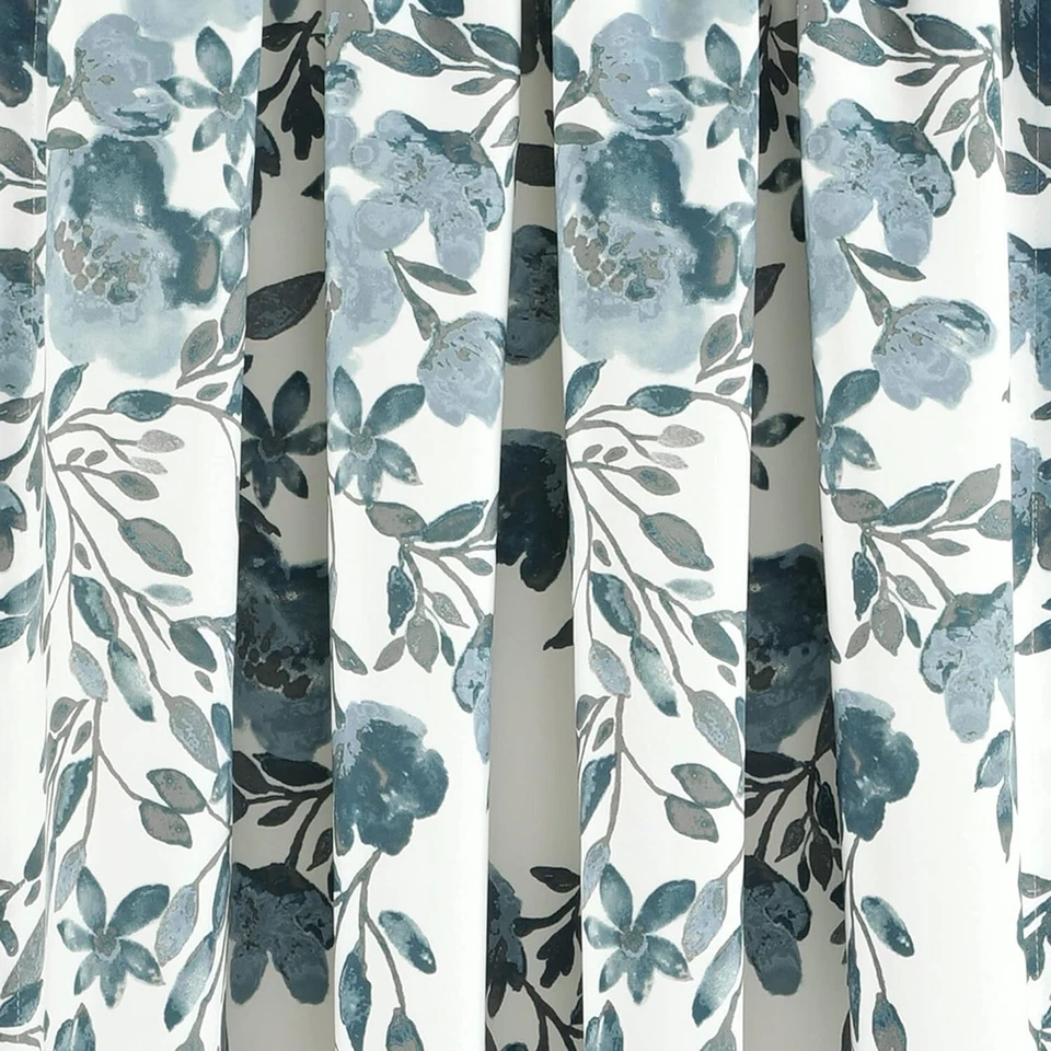 2 Panels Curtain Floral Vine Print 52"W x 84"L Blue Gray Light Filtering Leaves - Image 3 of 4