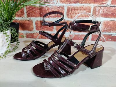 ZARA TRAFALUC SANDALEN BURGUNDER UK 4 EU 37 MOC CROC RIEMCHEN BLOCKABSATZ DAMEN