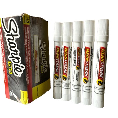(qty 5) Sharpie Mean Streak Permanent Marking Stick - White - Extra Bold Tip NEW