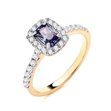 9ct Yellow Gold on Silver simulated TANZANITE Emerald Cut Cluster Ring size K-S