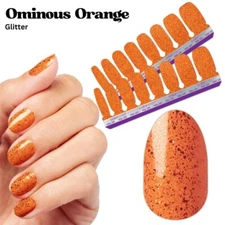 Color Street Nail Polish Strips OMINOUS ORANGE (FMG405) GLITTER Halloween 2024